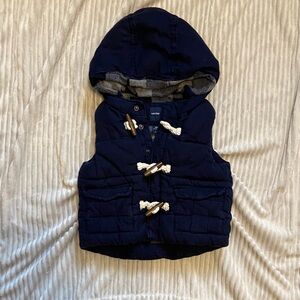 GAP Navy Hooded Vest with Toggle Closures